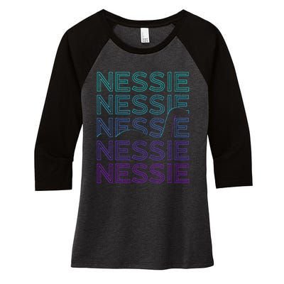 Loch Ness Monster Nessie Cryptid Cryptozoology Retro Women's Tri-Blend 3/4-Sleeve Raglan Shirt