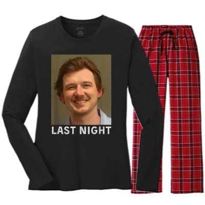 Last Night Mugshot Of Morgan Trending Mug Shot April 2024 Women's Long Sleeve Flannel Pajama Set 