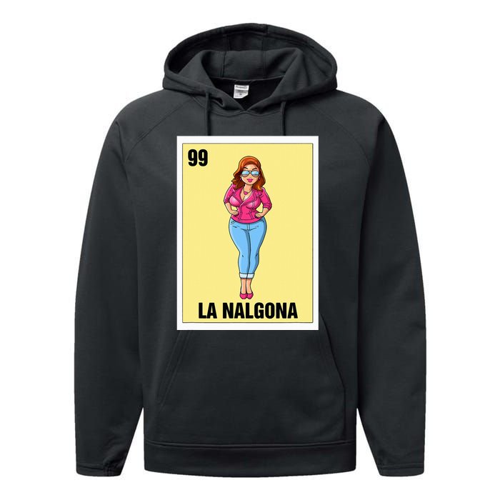 La Nalgona Mexican Bingo Card Game Funny Spanish Woman Performance Fleece Hoodie