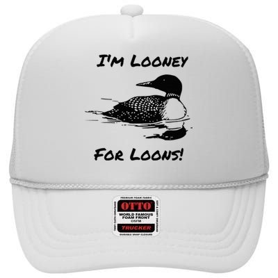 Loon North Minnesota Wisconsin Funny High Crown Mesh Back Trucker Hat