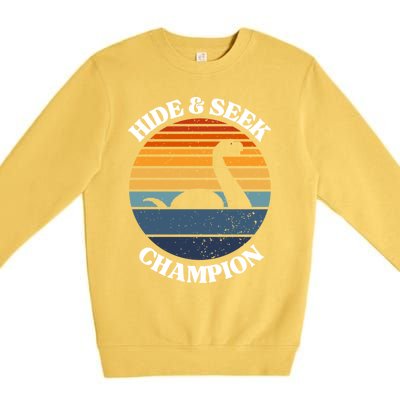 Loch Ness Monster Vintage Sunset Meaningful Gift Hide And Seek Champion Gift Premium Crewneck Sweatshirt