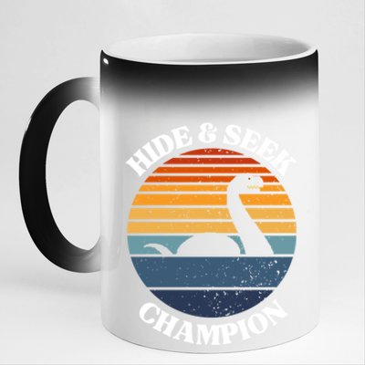 Loch Ness Monster Vintage Sunset Meaningful Gift Hide And Seek Champion Gift 11oz Black Color Changing Mug