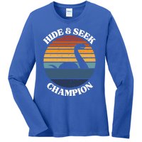 Loch Ness Monster Vintage Sunset Meaningful Gift Hide And Seek Champion Gift Ladies Long Sleeve Shirt