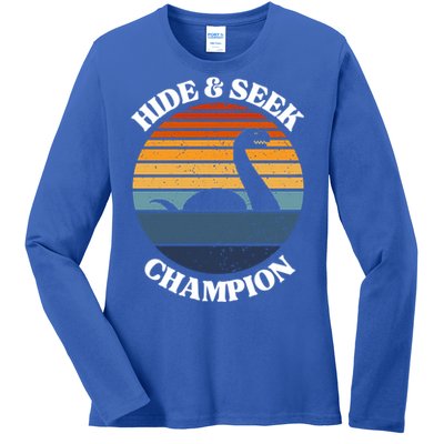 Loch Ness Monster Vintage Sunset Meaningful Gift Hide And Seek Champion Gift Ladies Long Sleeve Shirt