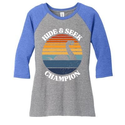 Loch Ness Monster Vintage Sunset Meaningful Gift Hide And Seek Champion Gift Women's Tri-Blend 3/4-Sleeve Raglan Shirt