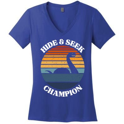 Loch Ness Monster Vintage Sunset Meaningful Gift Hide And Seek Champion Gift Women's V-Neck T-Shirt