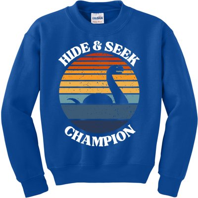 Loch Ness Monster Vintage Sunset Meaningful Gift Hide And Seek Champion Gift Kids Sweatshirt