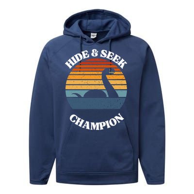 Loch Ness Monster Vintage Sunset Meaningful Gift Hide And Seek Champion Gift Performance Fleece Hoodie