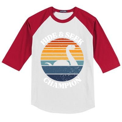 Loch Ness Monster Vintage Sunset Meaningful Gift Hide And Seek Champion Gift Kids Colorblock Raglan Jersey