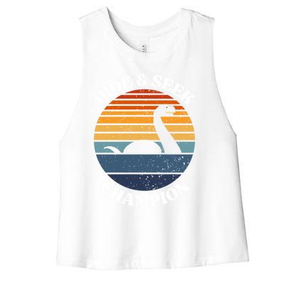 Loch Ness Monster Vintage Sunset Meaningful Gift Hide And Seek Champion Gift Women's Racerback Cropped Tank