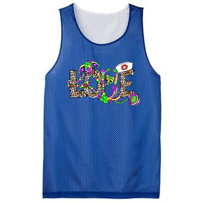 Leopard Nurse Mardi Gras Mask And Beads Stethoscope Nursing Gift Mesh Reversible Basketball Jersey Tank