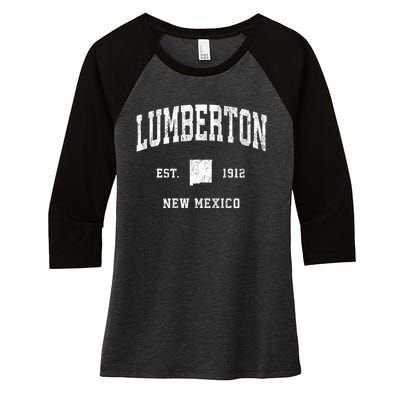 Lumberton New Mexico Nm Vintage Athletic Sports Women's Tri-Blend 3/4-Sleeve Raglan Shirt