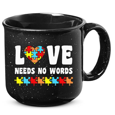 Love Needs No Words Puzzle Autism Awareness Teacher 15oz Campfire Ceramic Mug