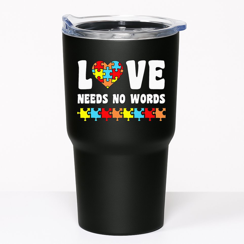 Love Needs No Words Puzzle Autism Awareness Teacher Tumbler