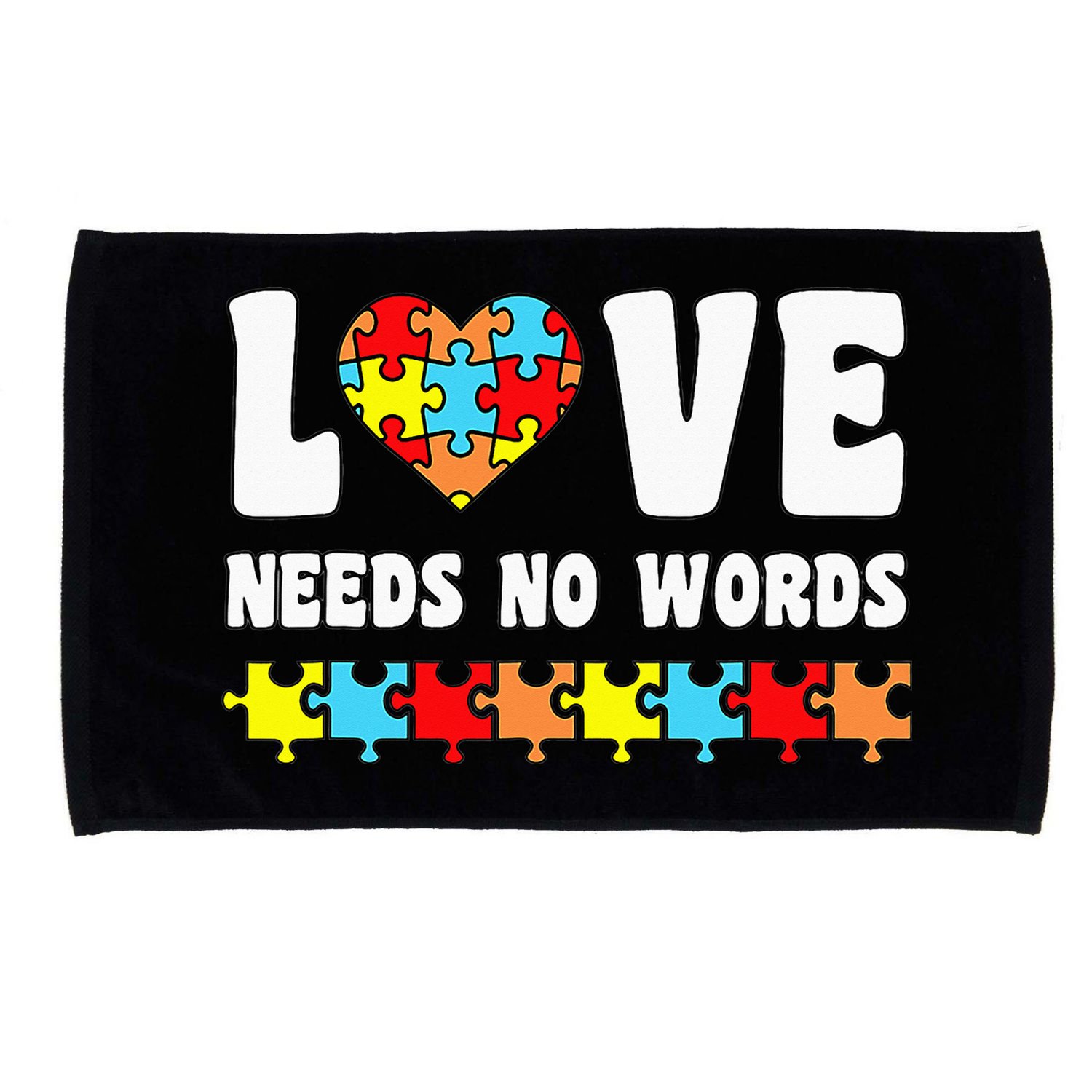 Love Needs No Words Puzzle Autism Awareness Teacher Microfiber Hand Towel