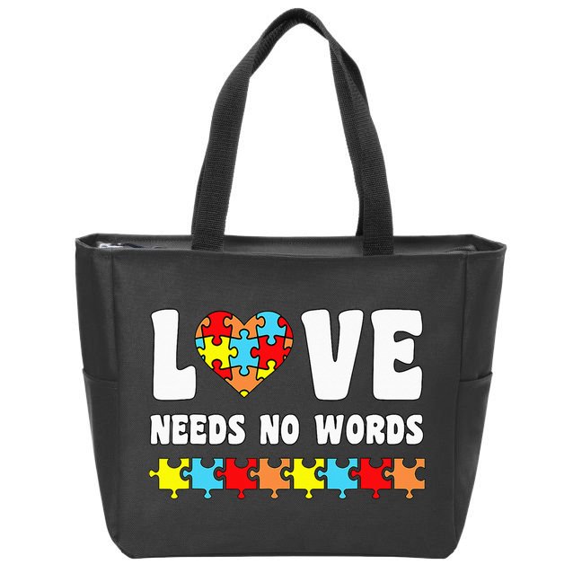 Love Needs No Words Puzzle Autism Awareness Teacher Zip Tote Bag