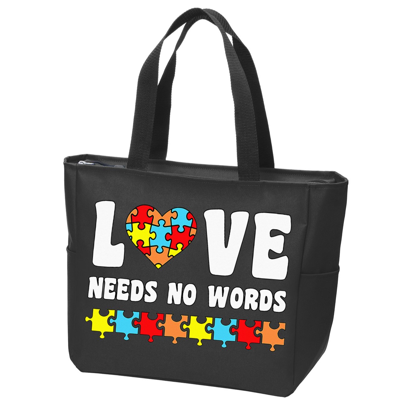 Love Needs No Words Puzzle Autism Awareness Teacher Zip Tote Bag