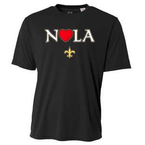 Love Nola New Orleans Fleur De Lis Heart Nola Cooling Performance Crew T-Shirt