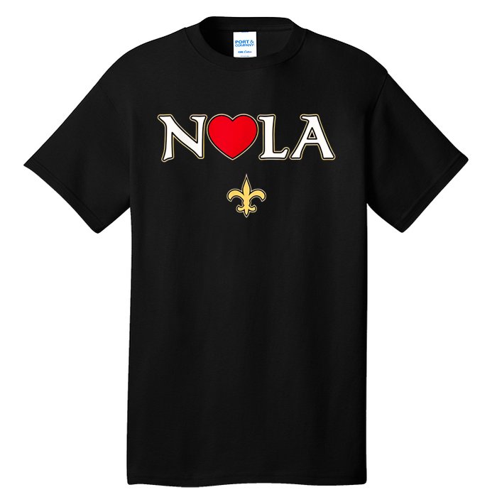 Love Nola New Orleans Fleur De Lis Heart Nola Tall T-Shirt