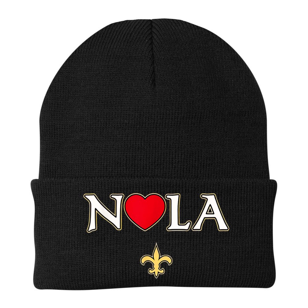 Love Nola New Orleans Fleur De Lis Heart Nola Beanie