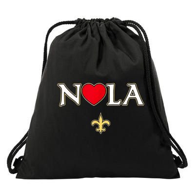 Love Nola New Orleans Fleur De Lis Heart Nola Drawstring Bag