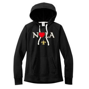 Love Nola New Orleans Fleur De Lis Heart Nola Women's Fleece Hoodie