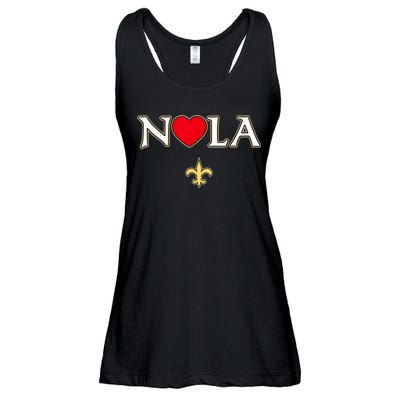 Love Nola New Orleans Fleur De Lis Heart Nola Ladies Essential Flowy Tank