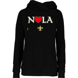 Love Nola New Orleans Fleur De Lis Heart Nola Womens Funnel Neck Pullover Hood