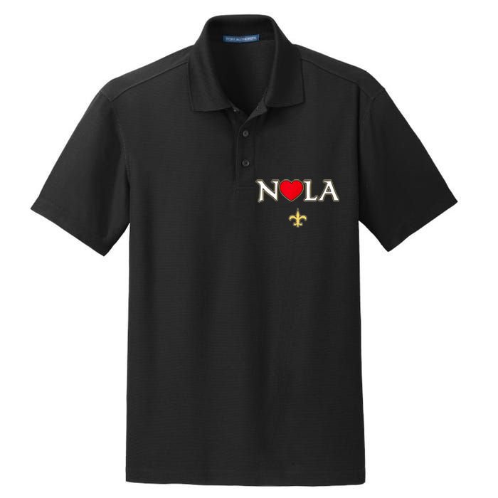 Love Nola New Orleans Fleur De Lis Heart Nola Dry Zone Grid Polo