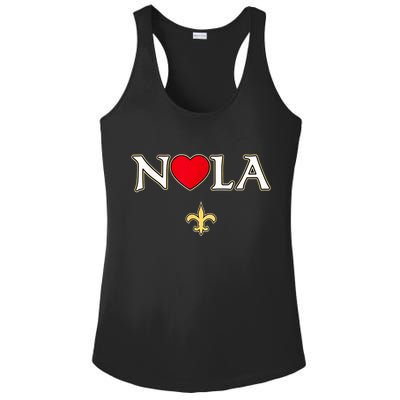 Love Nola New Orleans Fleur De Lis Heart Nola Ladies PosiCharge Competitor Racerback Tank