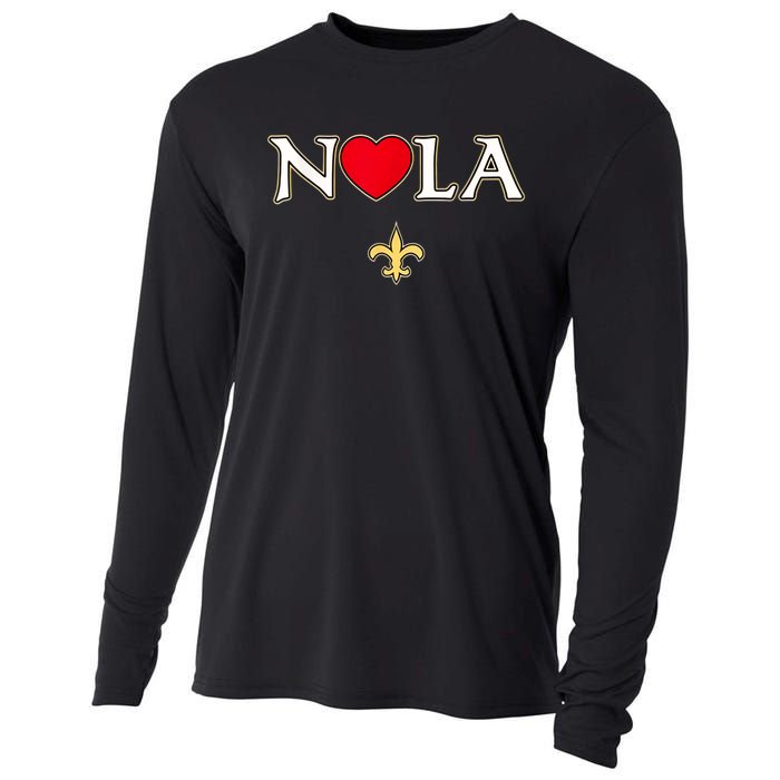 Love Nola New Orleans Fleur De Lis Heart Nola Cooling Performance Long Sleeve Crew