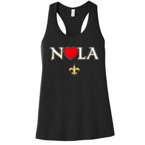 Love Nola New Orleans Fleur De Lis Heart Nola Women's Racerback Tank