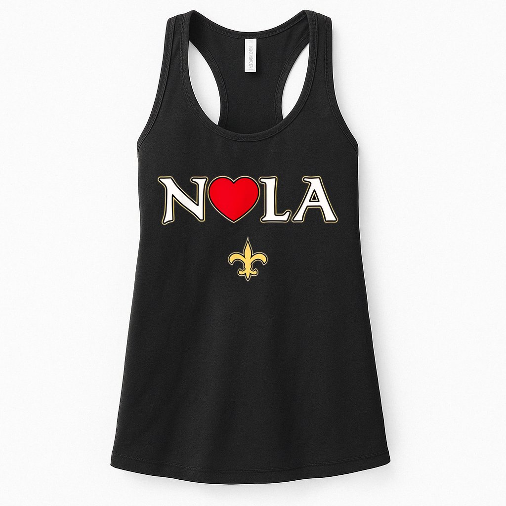 Love Nola New Orleans Fleur De Lis Heart Nola Womens Tank Top