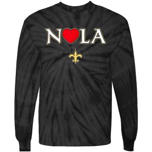 Love Nola New Orleans Fleur De Lis Heart Nola Tie-Dye Long Sleeve Shirt