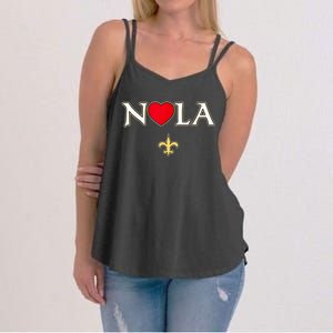 Love Nola New Orleans Fleur De Lis Heart Nola Women's Strappy Tank