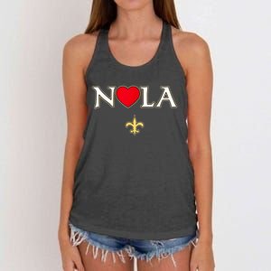 Love Nola New Orleans Fleur De Lis Heart Nola Women's Knotted Racerback Tank