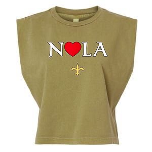 Love Nola New Orleans Fleur De Lis Heart Nola Garment-Dyed Women's Muscle Tee