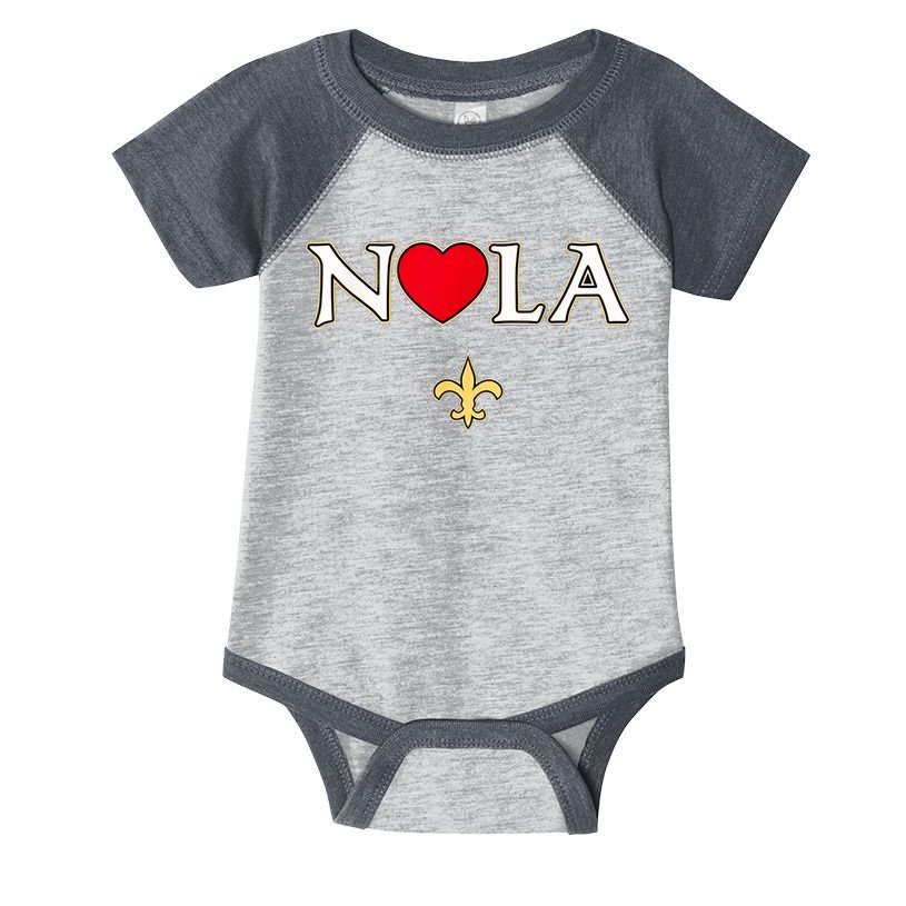 Love Nola New Orleans Fleur De Lis Heart Nola Infant Baby Jersey Bodysuit