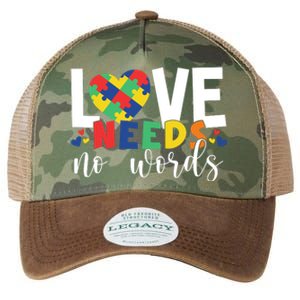 Love Needs No Words Autism Awareness Legacy Tie Dye Trucker Hat