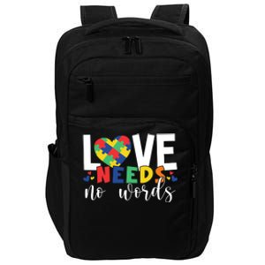 Love Needs No Words Autism Awareness Impact Tech Backpack