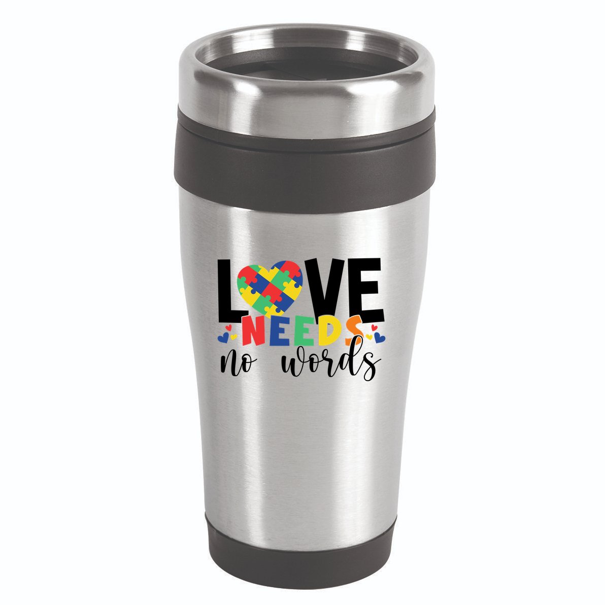 Love Needs No Words Autism Awareness 16oz Travel Tumbler
