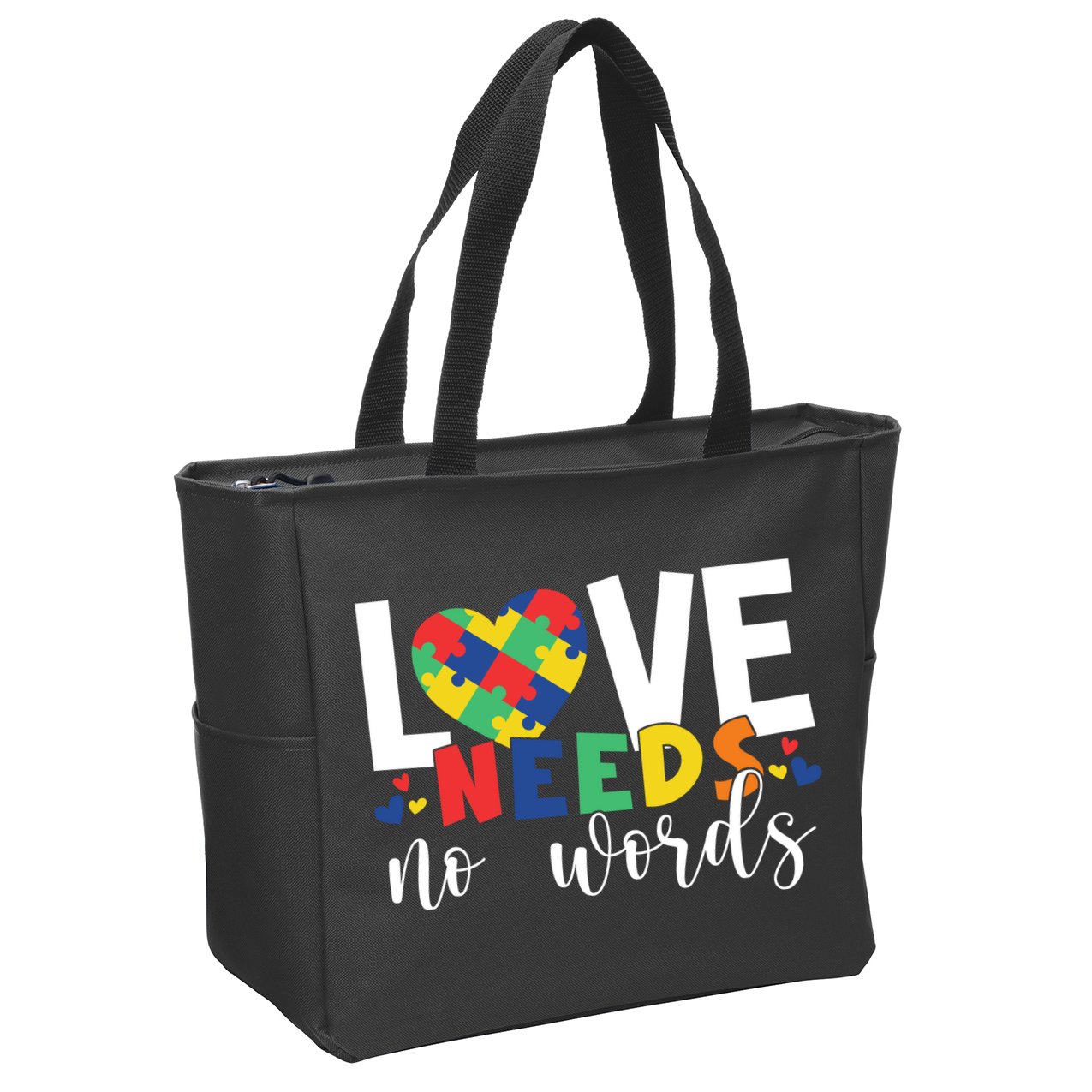 Love Needs No Words Autism Awareness Zip Tote Bag