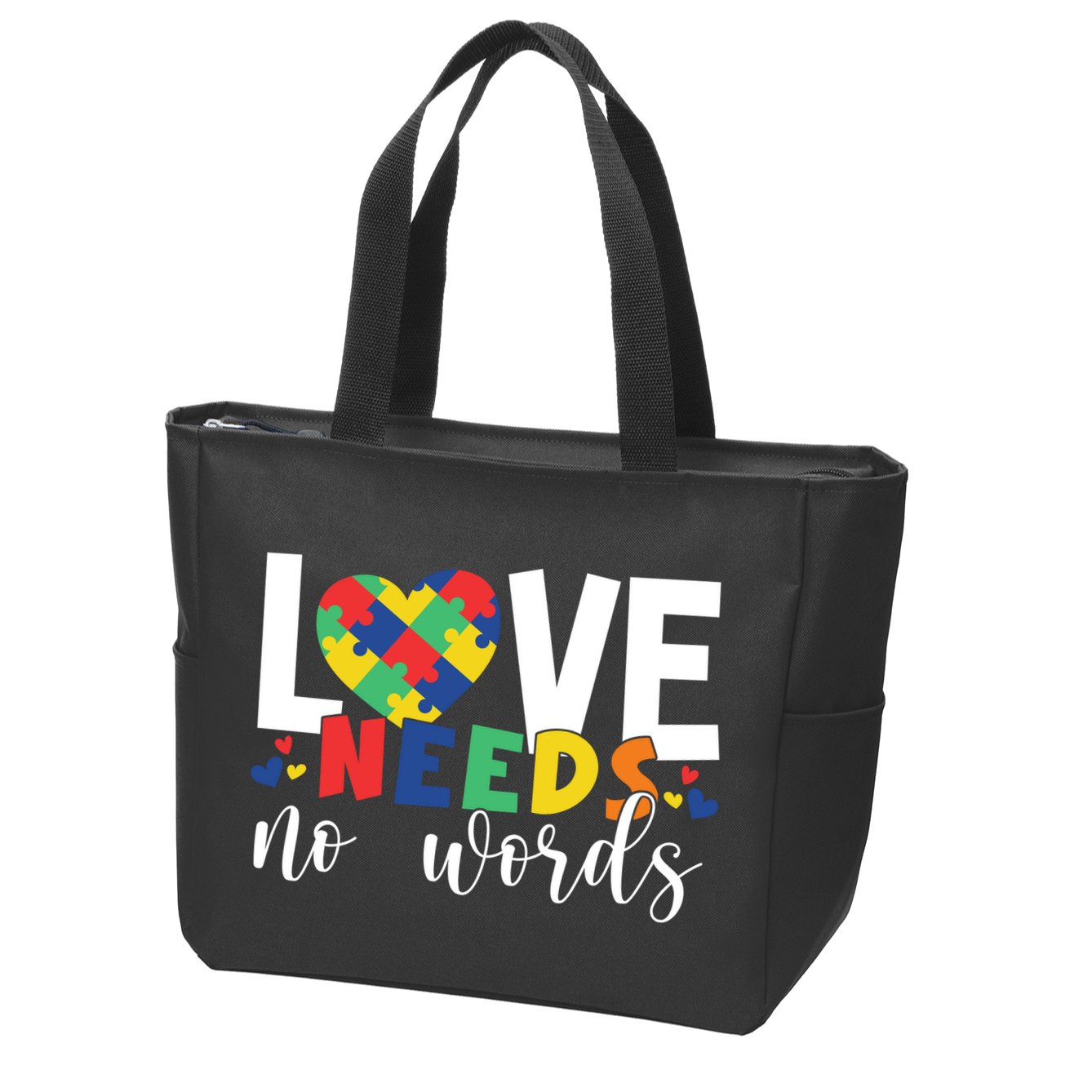 Love Needs No Words Autism Awareness Zip Tote Bag