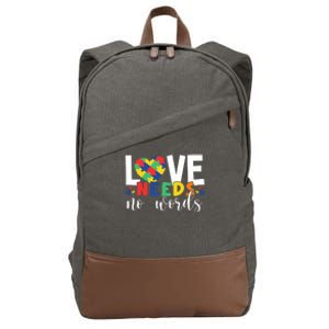 Love Needs No Words Autism Awareness Cotton Canvas Backpack