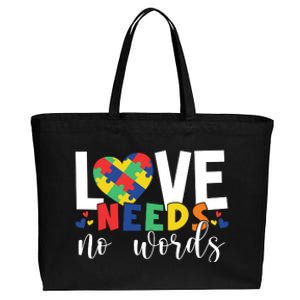 Love Needs No Words Autism Awareness Cotton Canvas Jumbo Tote