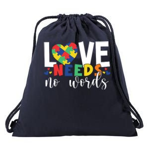 Love Needs No Words Autism Awareness Drawstring Bag