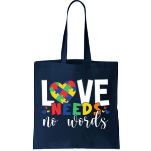 Love Needs No Words Autism Awareness Tote Bag