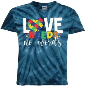 Love Needs No Words Autism Awareness Kids Tie-Dye T-Shirt