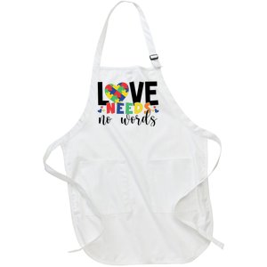 Love Needs No Words Autism Awareness Full-Length Apron With Pockets