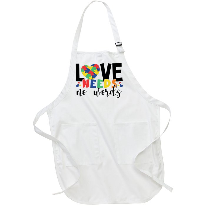 Love Needs No Words Autism Awareness Full-Length Apron With Pockets